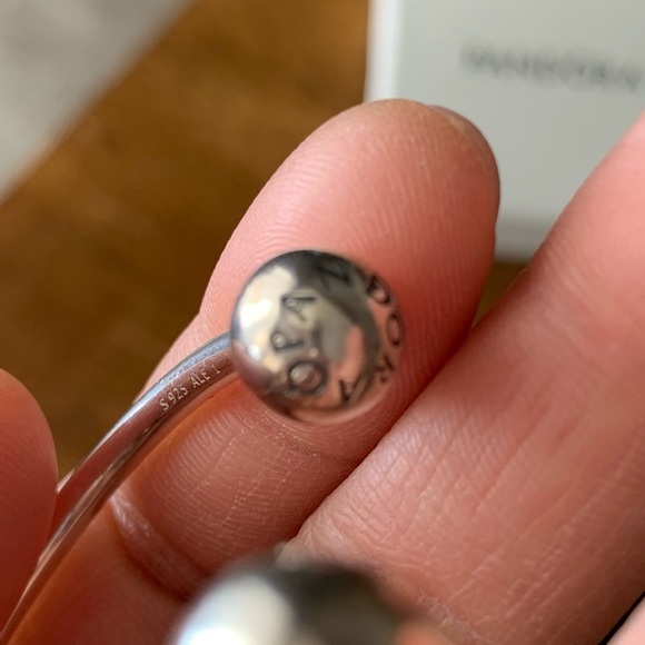 Pandora Open Bangle Charms Bracelet w/ 2 Hearts Pandora Charms & 2 Stoppers EUC - Picture 13 of 16